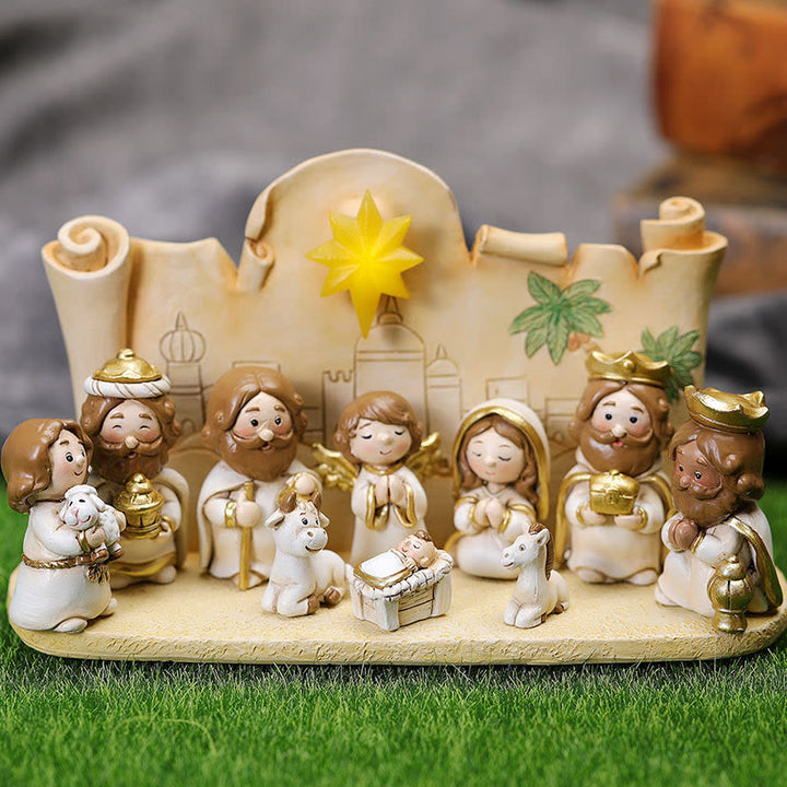 Christliche Krippenszene in zwei Farben: Weihnachtsschmuck mit festlichem Glauben und verspieltem Charme - Weiß mit Basis - image 0