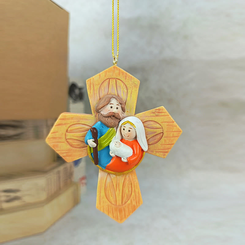 Christliche Kunstwerkstatt Heilige Familie Kreuz- und Sternornamente: Warme Glaubensakzente für Weihnachtsbäume - Kreuzen - image 0