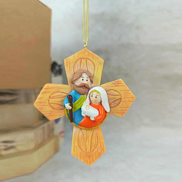 Christliche Kunstwerkstatt Heilige Familie Kreuz- und Sternornamente: Warme Glaubensakzente für Weihnachtsbäume - Kreuzen - image 0