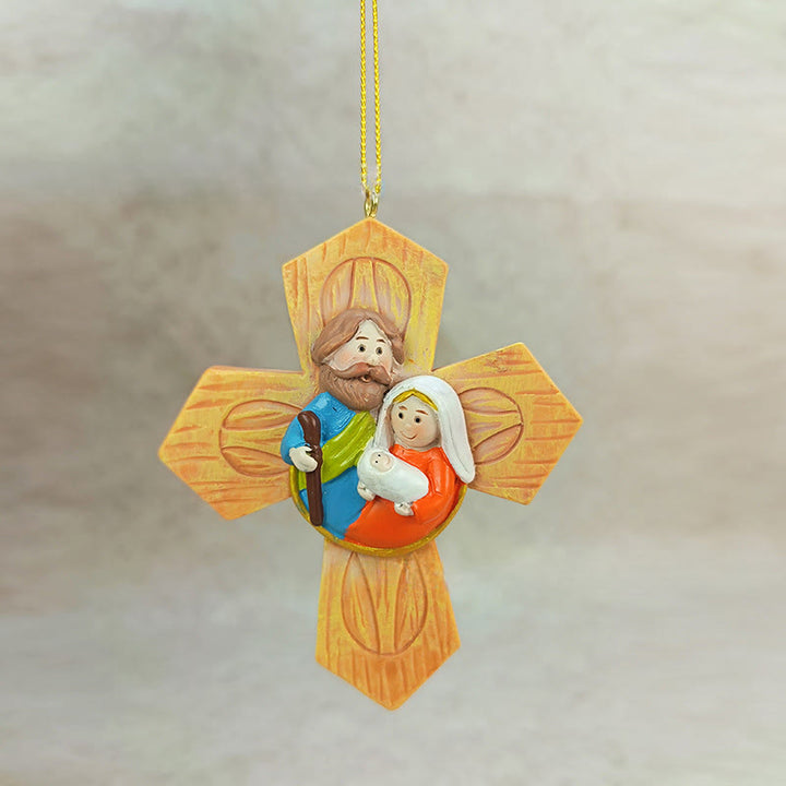 Christliche Kunstwerkstatt Heilige Familie Kreuz- und Sternornamente: Warme Glaubensakzente für Weihnachtsbäume - image 2