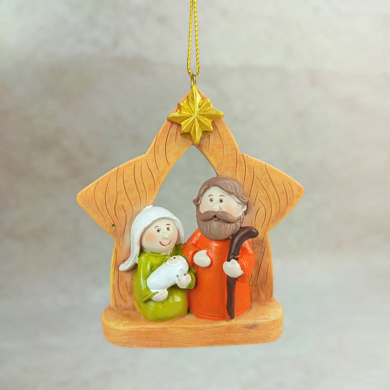 Christliche Kunstwerkstatt Heilige Familie Kreuz- und Sternornamente: Warme Glaubensakzente für Weihnachtsbäume - image 4