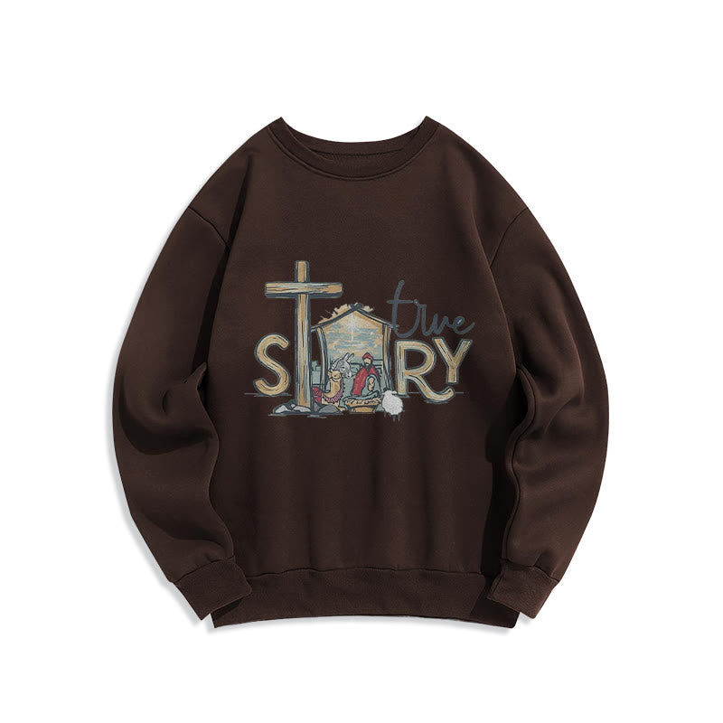 Christianartworkshop Modernes Sweatshirt mit Weihnachtsmotiv (wahre Geschichte) aus Polyester, gefüttert mit Fleece - image 15