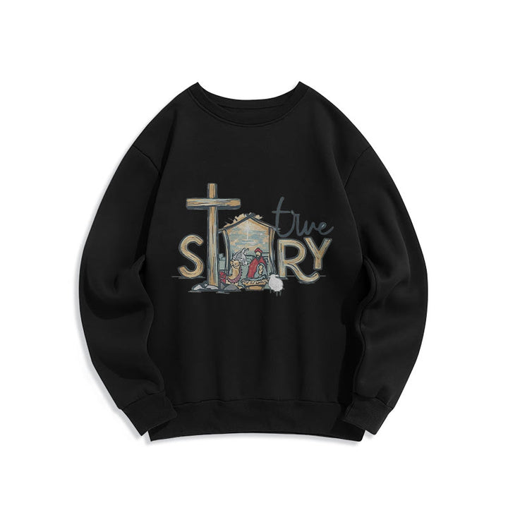 Christianartworkshop Modernes Sweatshirt mit Weihnachtsmotiv (wahre Geschichte) aus Polyester, gefüttert mit Fleece - Schwarz - 2XL - image 5