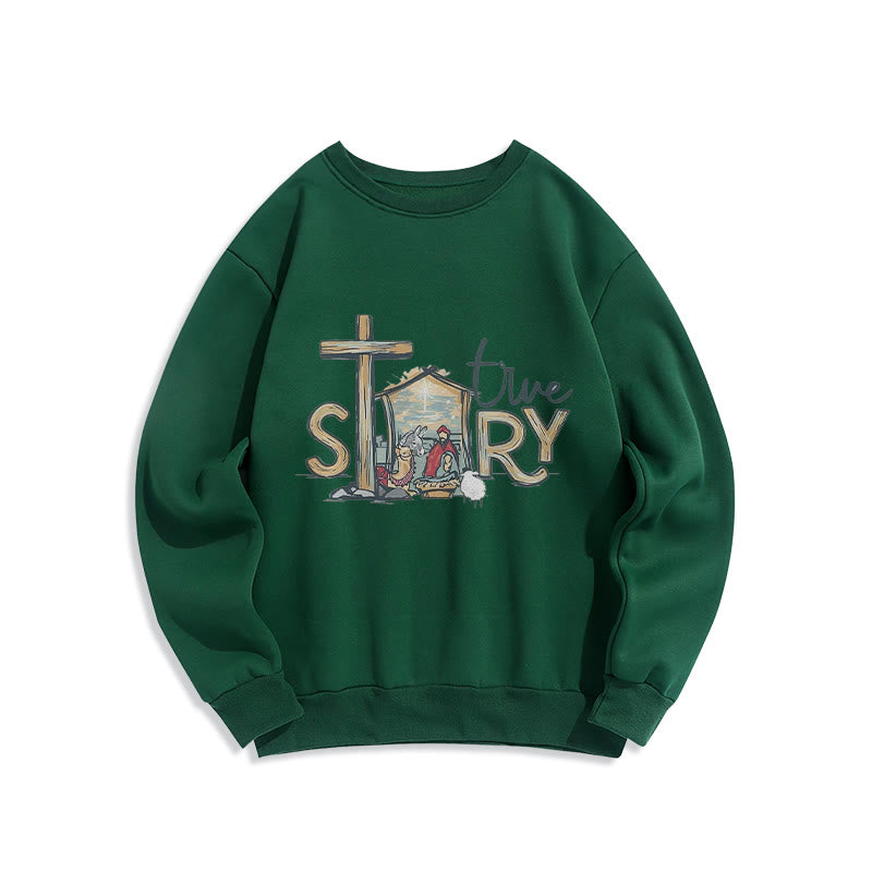 Christianartworkshop Modernes Sweatshirt mit Weihnachtsmotiv (wahre Geschichte) aus Polyester, gefüttert mit Fleece - Grün - 2XL - image 20