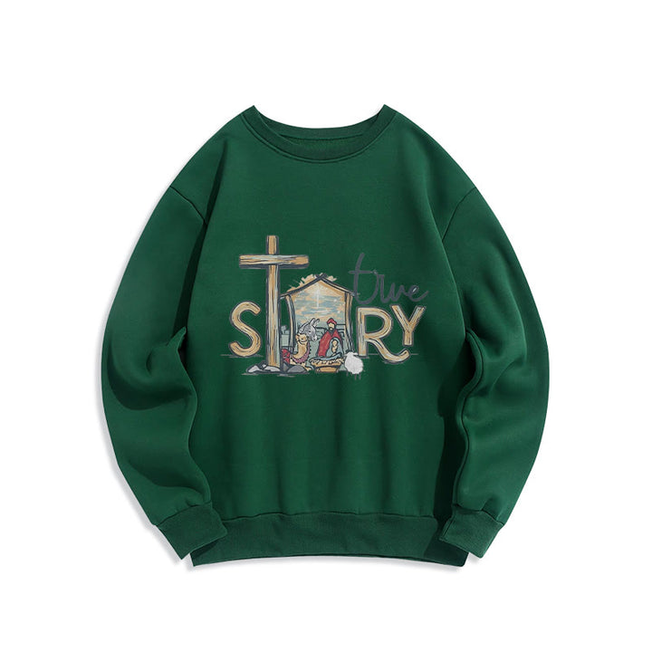 Christianartworkshop Modernes Sweatshirt mit Weihnachtsmotiv (wahre Geschichte) aus Polyester, gefüttert mit Fleece - Grün - 2XL - image 20