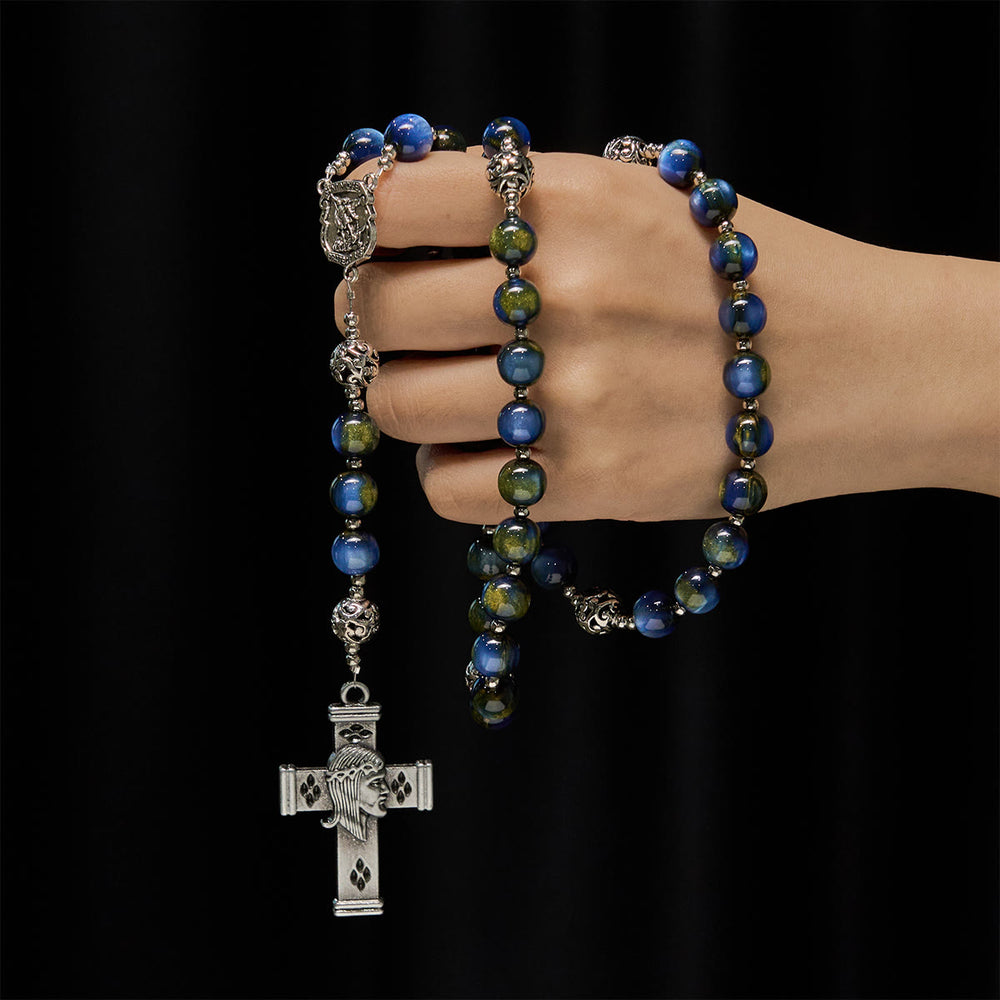 Christianartworkshop: Aufwendig verzierter Rosenkranz mit dem Heiligen Michael und Kreuz: Stille Gewissheit für das Gebet - image 1