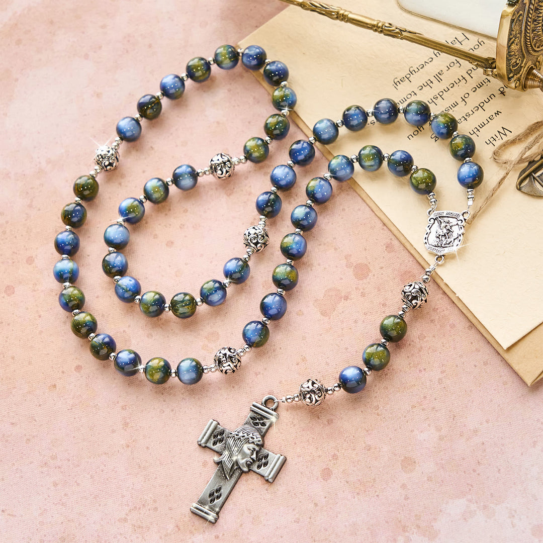 Christianartworkshop: Aufwendig verzierter Rosenkranz mit dem Heiligen Michael und Kreuz: Stille Gewissheit für das Gebet - image 3