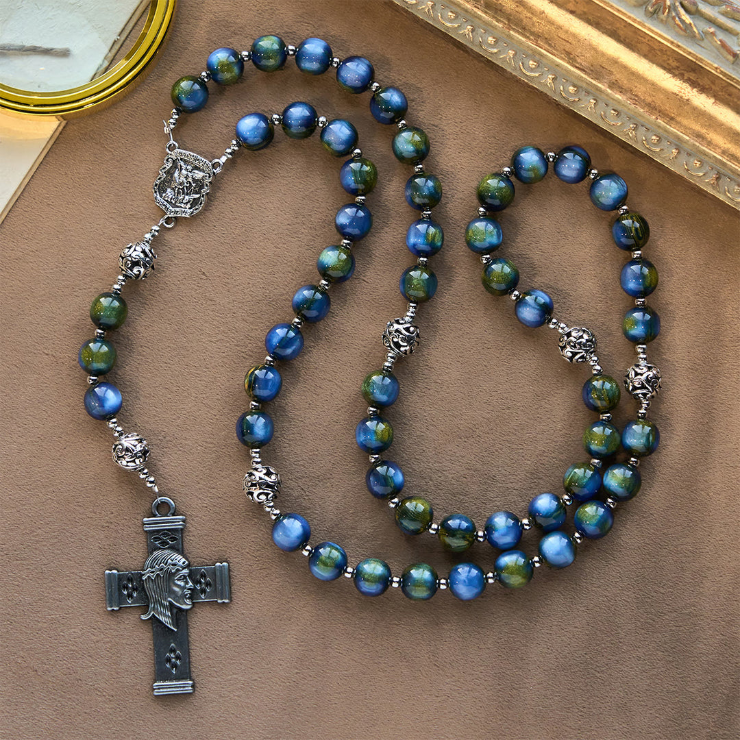 Christianartworkshop: Aufwendig verzierter Rosenkranz mit dem Heiligen Michael und Kreuz: Stille Gewissheit für das Gebet - image 6