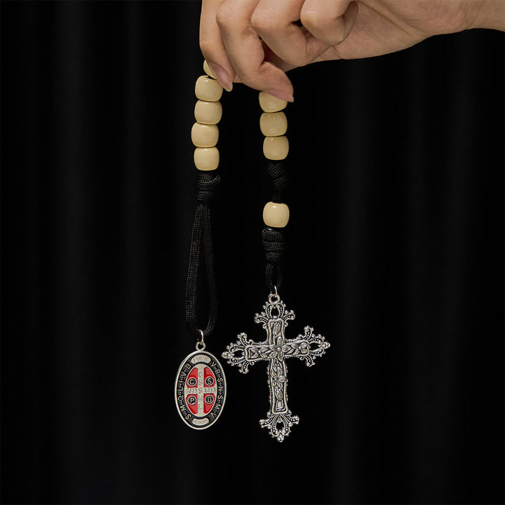 Christianartworkshop Rosenkranz aus Holzperlen mit Schutz des heiligen Benedikt - image 1