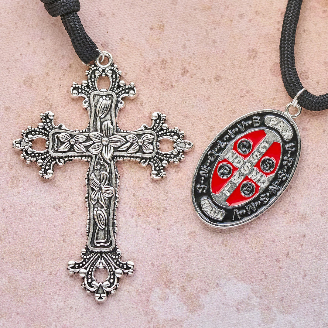Christianartworkshop Rosenkranz aus Holzperlen mit Schutz des heiligen Benedikt - image 5