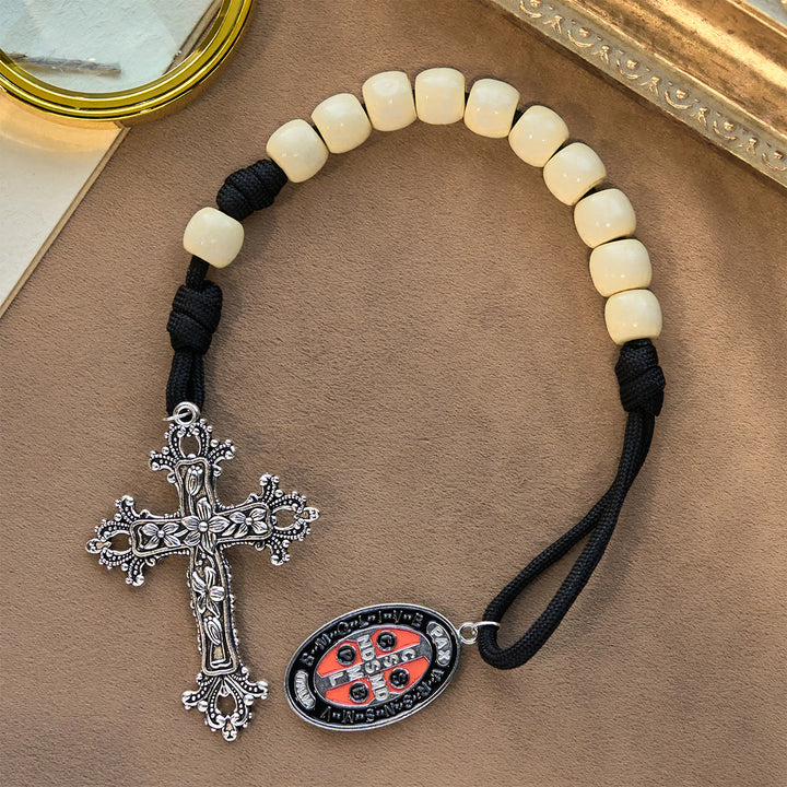 Christianartworkshop Rosenkranz aus Holzperlen mit Schutz des heiligen Benedikt - image 4