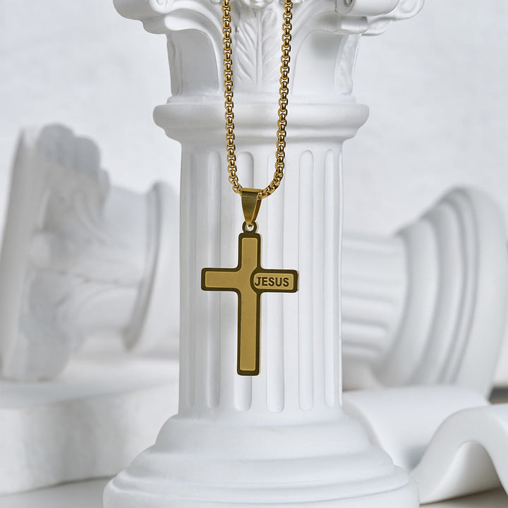 Minimalistische Kreuzkette mit „JESUS“-Detail von Christianartworkshop: Schlichter Ausdruck des Glaubens - image 7
