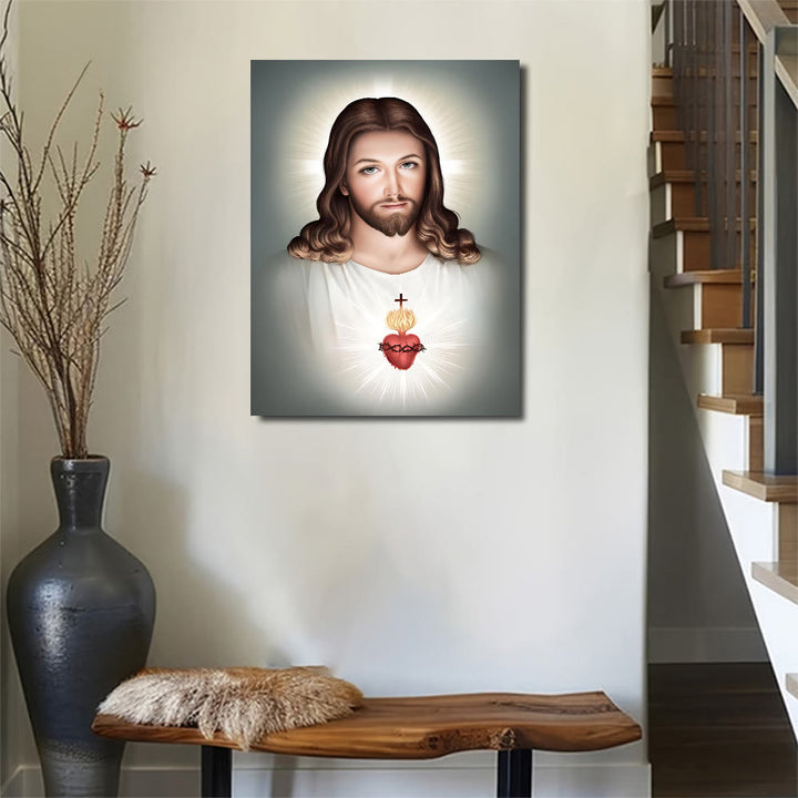 Christianartworkshop Jesus mit dem Heiligen Herzen Wandbild: Sanfter Glaube für die Heimdekoration - image 1