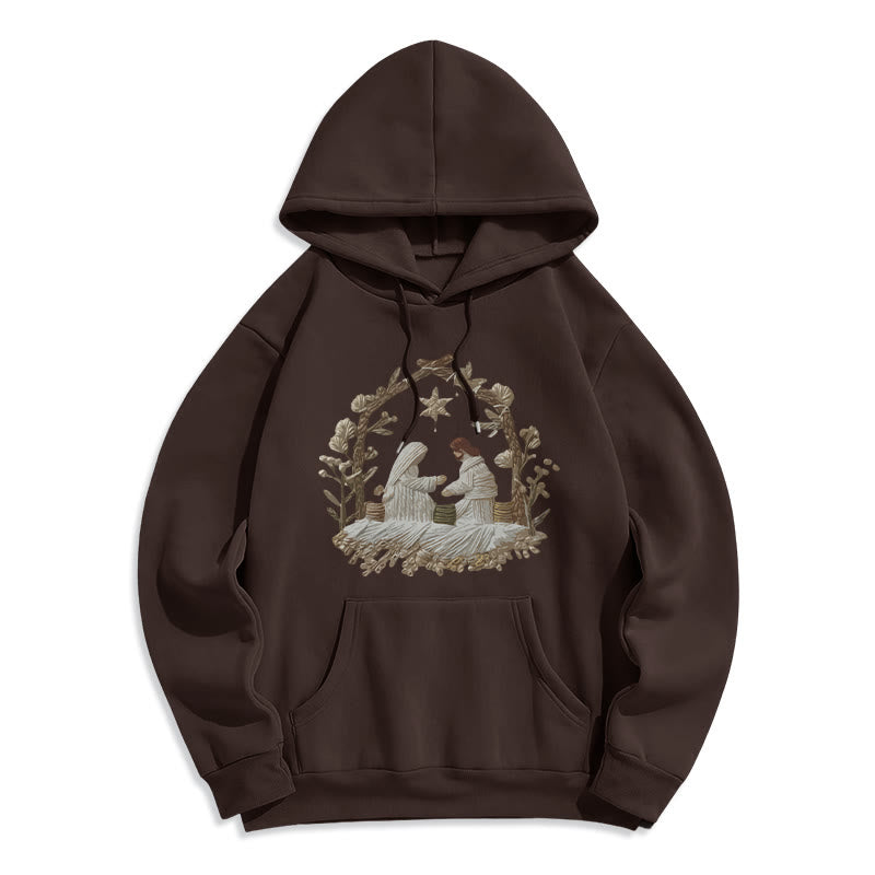 Christianartworkshop Weihnachtspullover mit Krippenmotiv, gefüttert mit Polyester - Braun - 2XL - image 1