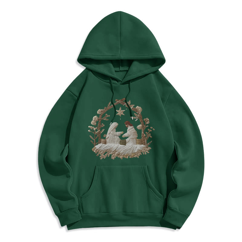 Christianartworkshop Weihnachtspullover mit Krippenmotiv, gefüttert mit Polyester - Grün - 2XL - image 5