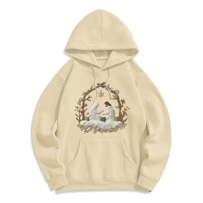 Christianartworkshop Weihnachtspullover mit Krippenmotiv, gefüttert mit Polyester - Beige - 2XL - image 4