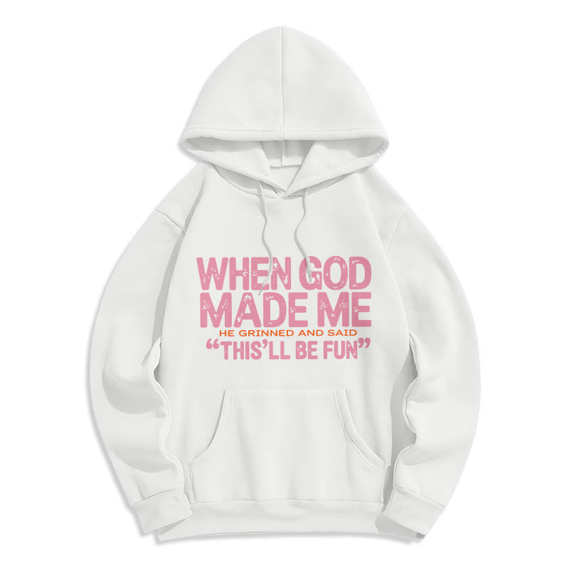 Christianartworkshop „Als Gott mich zum Glaubenszitat erschuf“ Fleecegefütterter Polyester-Hoodie - Weiß - 2XL - image 0