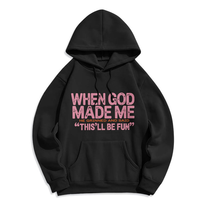 Christianartworkshop „Als Gott mich zum Glaubenszitat erschuf“ Fleecegefütterter Polyester-Hoodie - Schwarz - 2XL - image 2