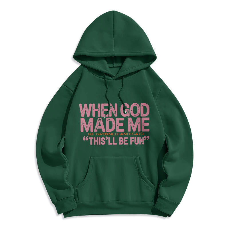 Christianartworkshop „Als Gott mich zum Glaubenszitat erschuf“ Fleecegefütterter Polyester-Hoodie - Grün - 2XL - image 5