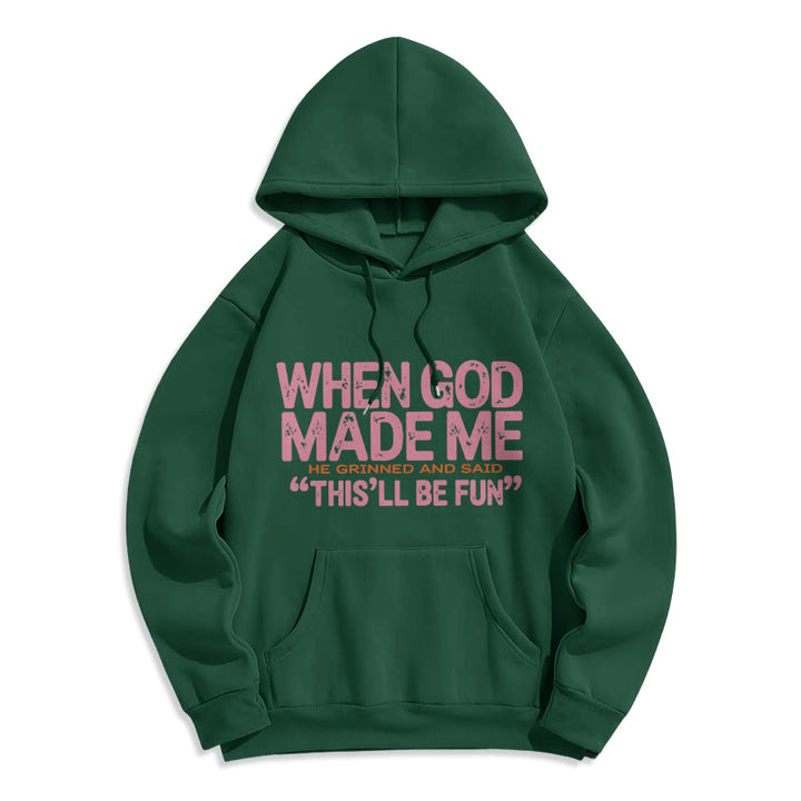 Christianartworkshop „Als Gott mich zum Glaubenszitat erschuf“ Fleecegefütterter Polyester-Hoodie - Grün - 2XL - image 5