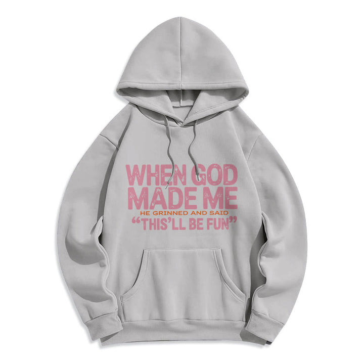 Christianartworkshop „Als Gott mich zum Glaubenszitat erschuf“ Fleecegefütterter Polyester-Hoodie - Grau - 2XL - image 3