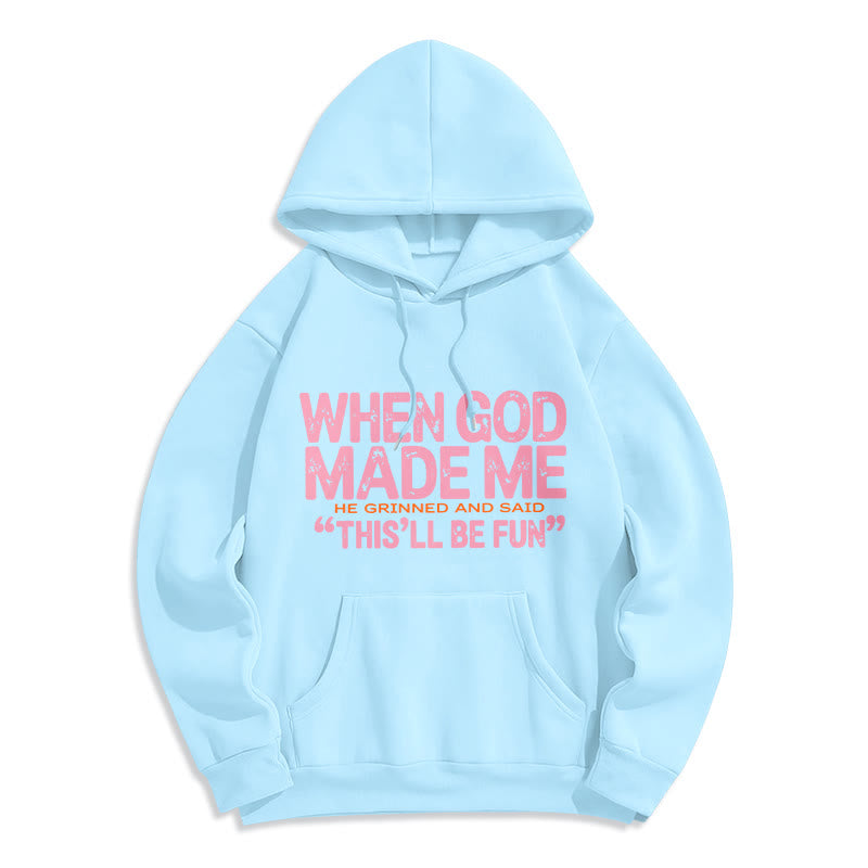 Christianartworkshop „Als Gott mich zum Glaubenszitat erschuf“ Fleecegefütterter Polyester-Hoodie - Blau - 2XL - image 7