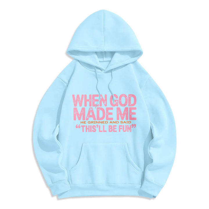 Christianartworkshop „Als Gott mich zum Glaubenszitat erschuf“ Fleecegefütterter Polyester-Hoodie - Blau - 2XL - image 7