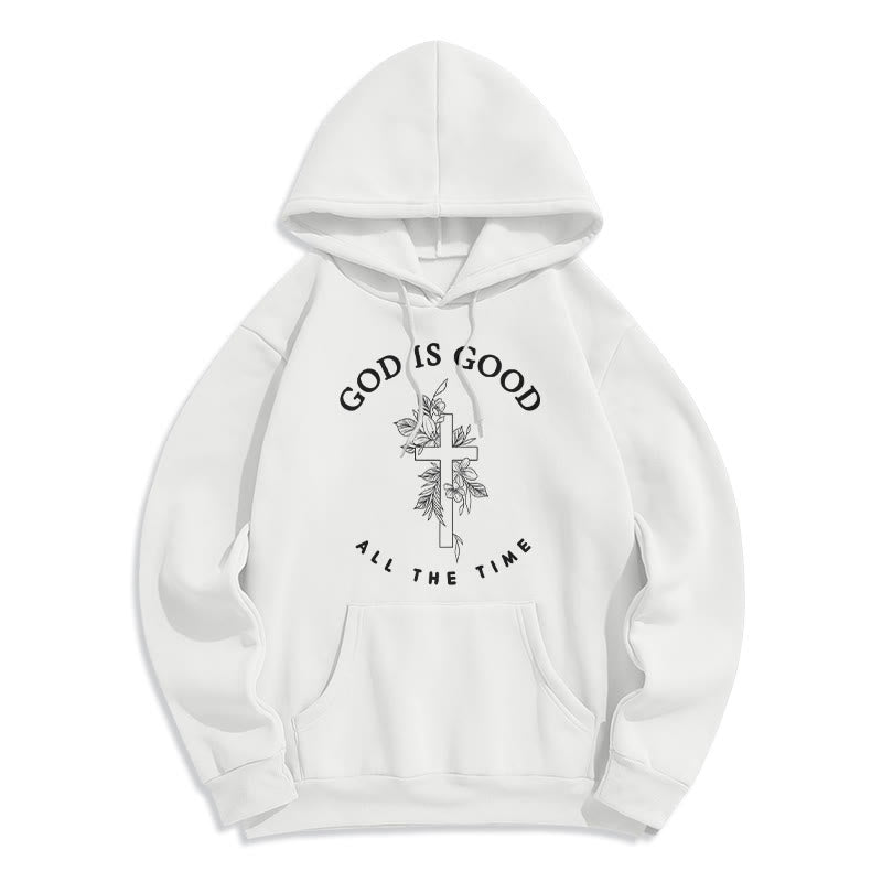 Christianartworkshop – „Gott ist immer gut“ – Glaubenszitat – Fleecegefütterter Polyester-Hoodie - Weiß - 2XL - image 1