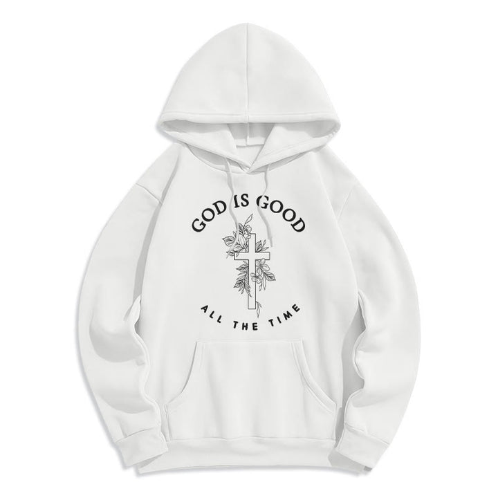 Christianartworkshop – „Gott ist immer gut“ – Glaubenszitat – Fleecegefütterter Polyester-Hoodie - Weiß - 2XL - image 1