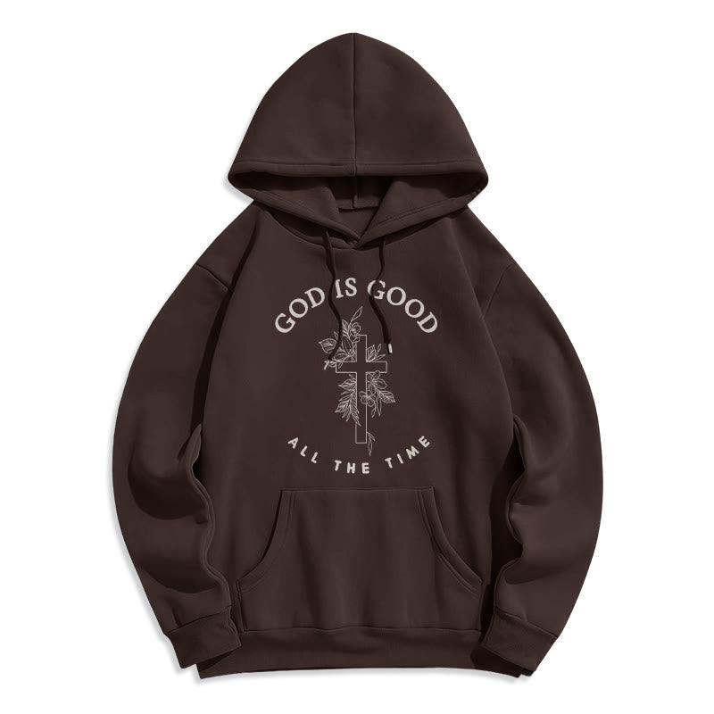 Christianartworkshop – „Gott ist immer gut“ – Glaubenszitat – Fleecegefütterter Polyester-Hoodie - Braun - 2XL - image 2