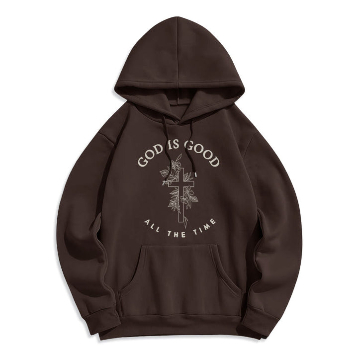Christianartworkshop – „Gott ist immer gut“ – Glaubenszitat – Fleecegefütterter Polyester-Hoodie - Braun - 2XL - image 2