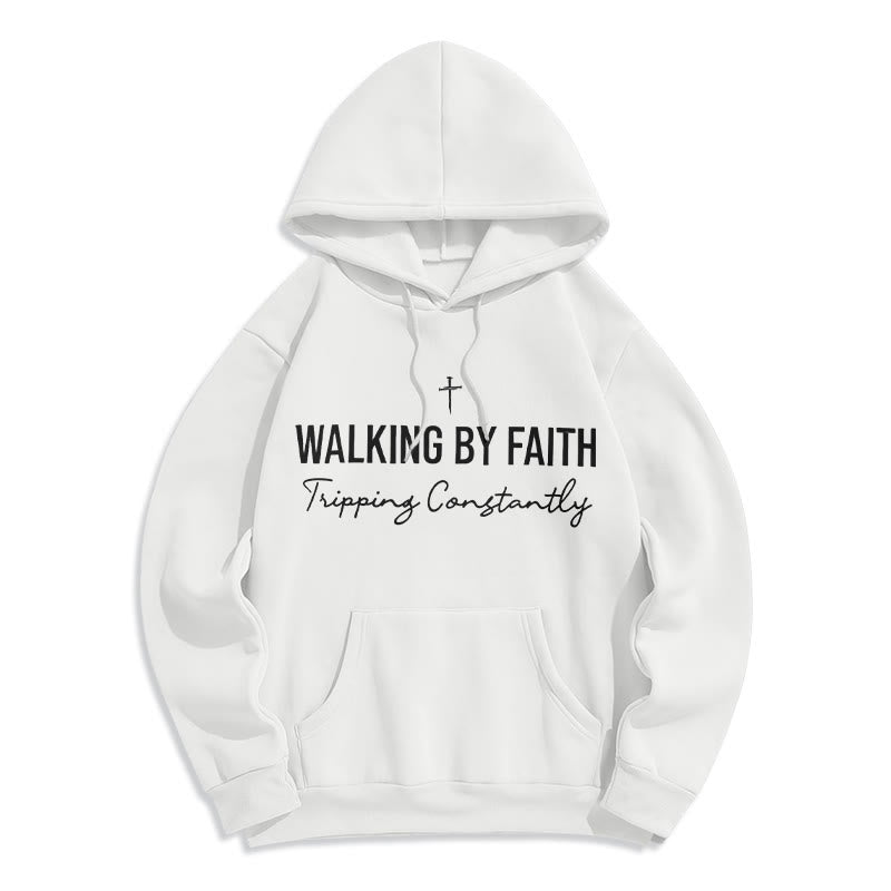 Christianartworkshop Walking By Faith Fleecegefütterter Polyester-Hoodie - Weiß - 2XL - image 3