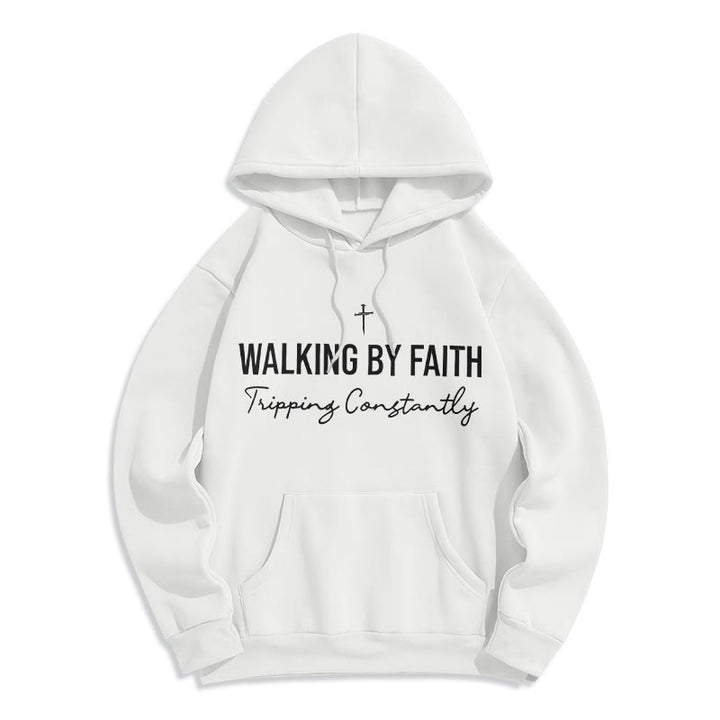 Christianartworkshop Walking By Faith Fleecegefütterter Polyester-Hoodie - Weiß - 2XL - image 3