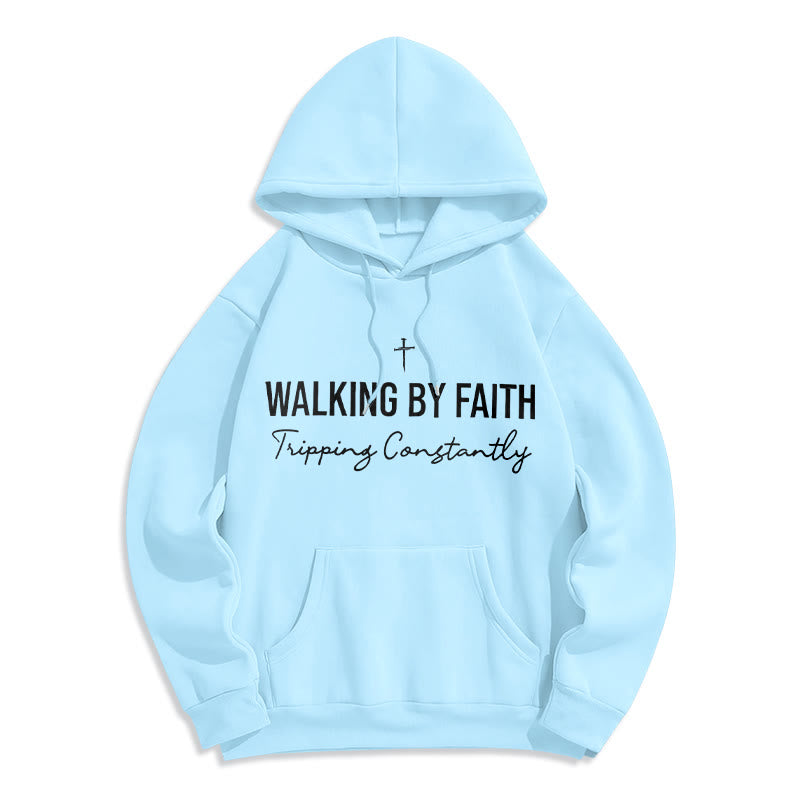 Christianartworkshop Walking By Faith Fleecegefütterter Polyester-Hoodie - Blau - 2XL - image 7