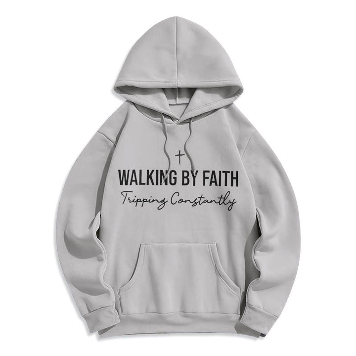 Christianartworkshop Walking By Faith Fleecegefütterter Polyester-Hoodie - Grau - 2XL - image 2