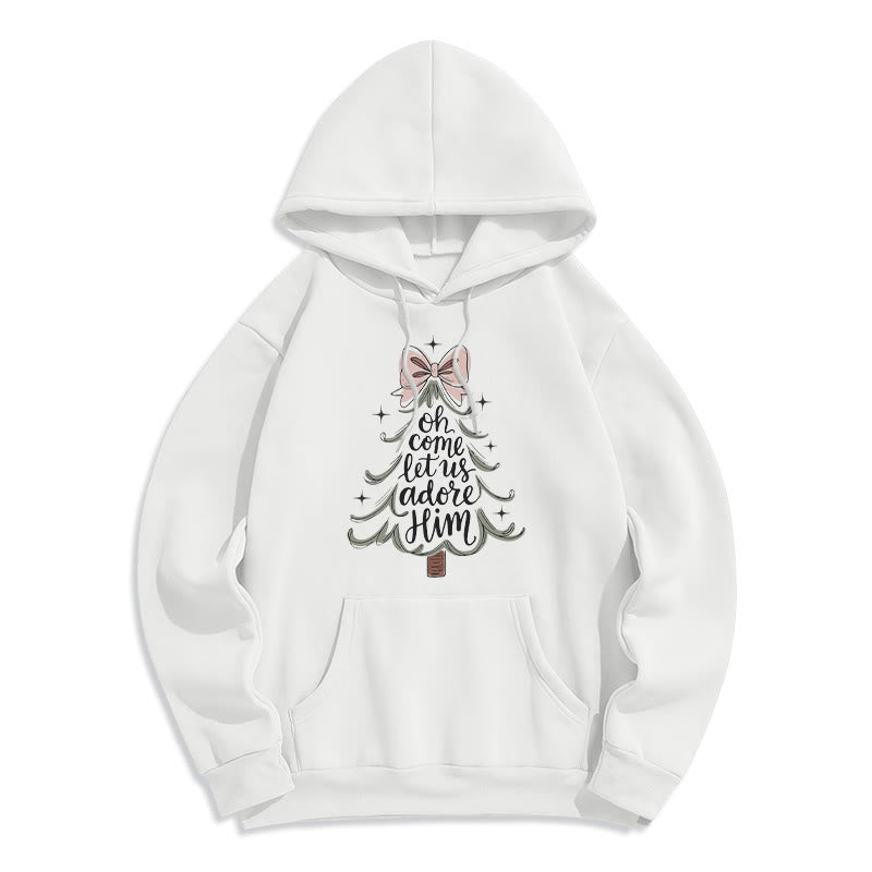 Christianartworkshop Oh Come Let Us Adore Him Weihnachts-Fleece-Hoodie aus Polyester - Weiß - 2XL - image 5