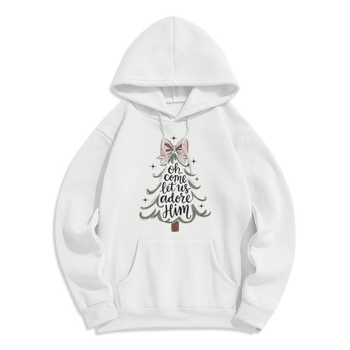 Christianartworkshop Oh Come Let Us Adore Him Weihnachts-Fleece-Hoodie aus Polyester - Weiß - 2XL - image 5