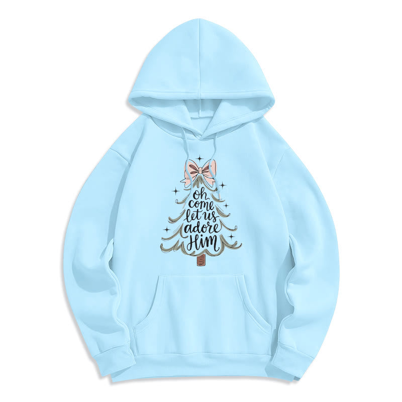 Christianartworkshop Oh Come Let Us Adore Him Weihnachts-Fleece-Hoodie aus Polyester - Blau - 2XL - image 8
