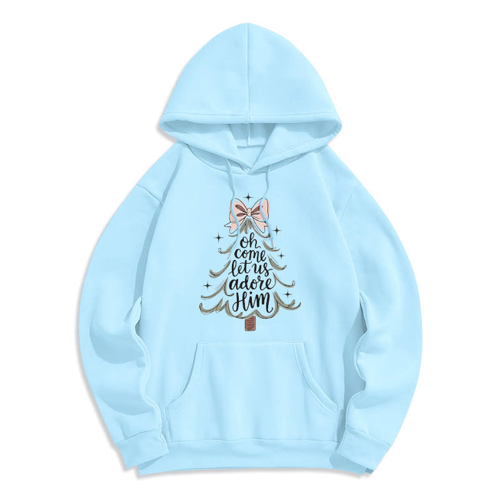 Christianartworkshop Oh Come Let Us Adore Him Weihnachts-Fleece-Hoodie aus Polyester - Blau - 2XL - image 8