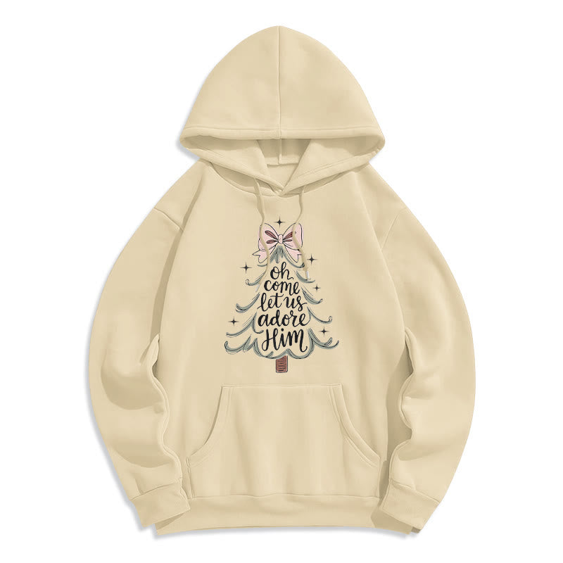 Christianartworkshop Oh Come Let Us Adore Him Weihnachts-Fleece-Hoodie aus Polyester - Beige - 2XL - image 3