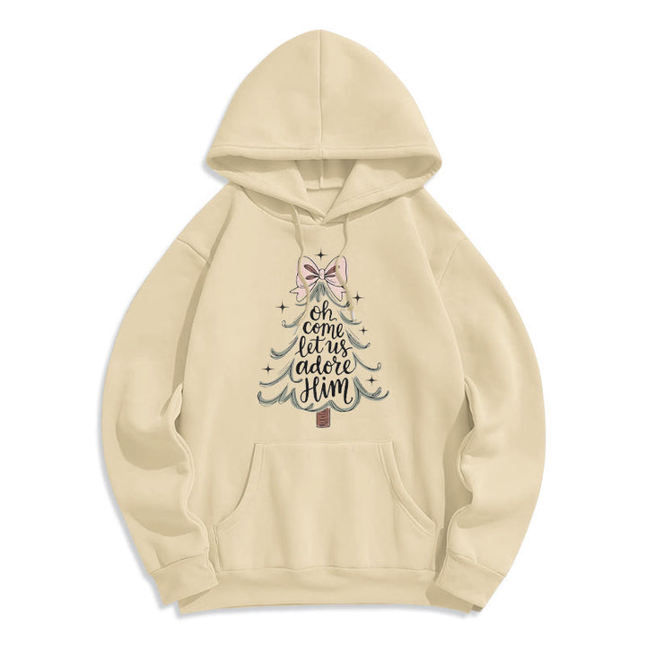 Christianartworkshop Oh Come Let Us Adore Him Weihnachts-Fleece-Hoodie aus Polyester - Beige - 2XL - image 3