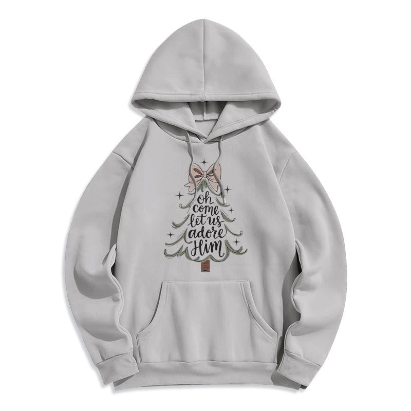 Christianartworkshop Oh Come Let Us Adore Him Weihnachts-Fleece-Hoodie aus Polyester - Grau - 2XL - image 4