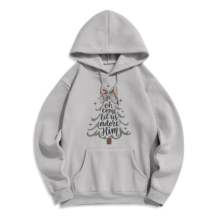Christianartworkshop Oh Come Let Us Adore Him Weihnachts-Fleece-Hoodie aus Polyester - Grau - 2XL - image 4