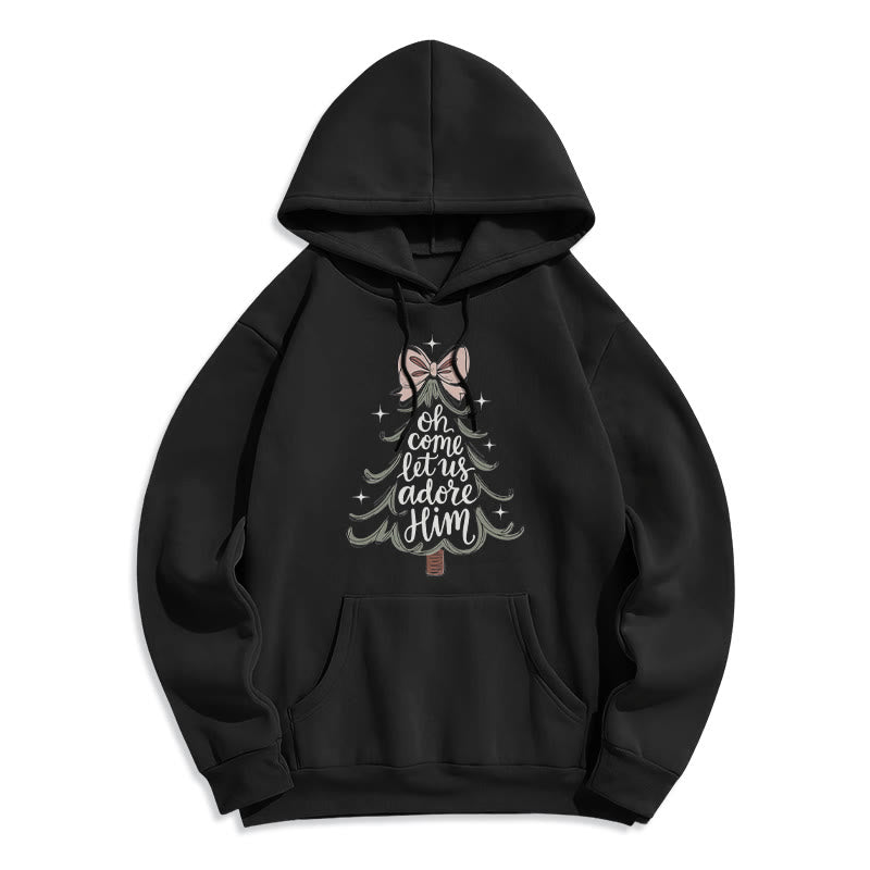 Christianartworkshop Oh Come Let Us Adore Him Weihnachts-Fleece-Hoodie aus Polyester - Schwarz - 2XL - image 7