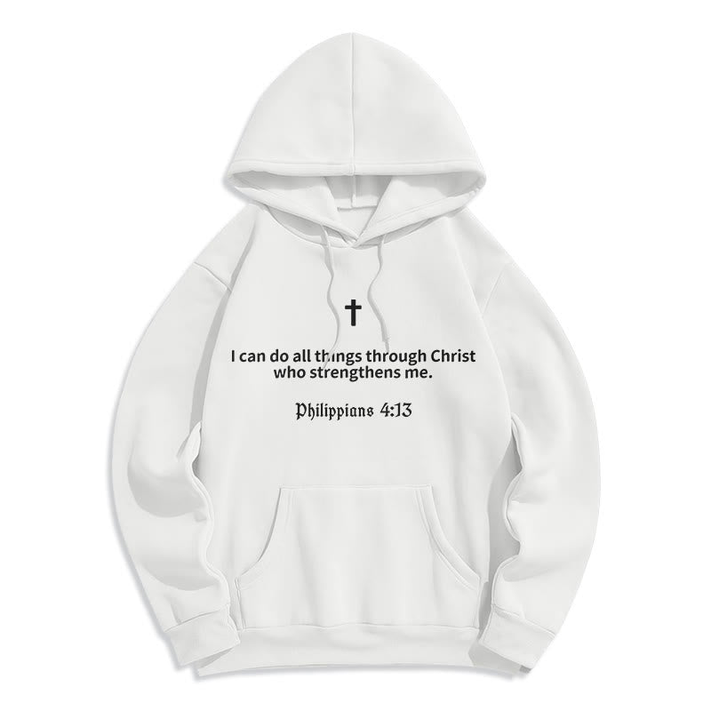 Christianartworkshop Philipper 4:13 Glaube Fleecegefütterter Polyester-Hoodie - Weiß - 2XL - image 0
