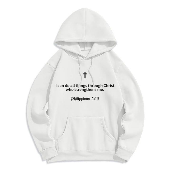 Christianartworkshop Philipper 4:13 Glaube Fleecegefütterter Polyester-Hoodie - Weiß - 2XL - image 0