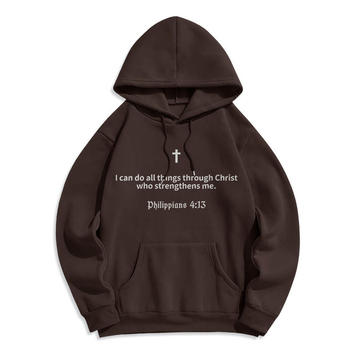 Christianartworkshop Philipper 4:13 Glaube Fleecegefütterter Polyester-Hoodie - Braun - 2XL - image 1