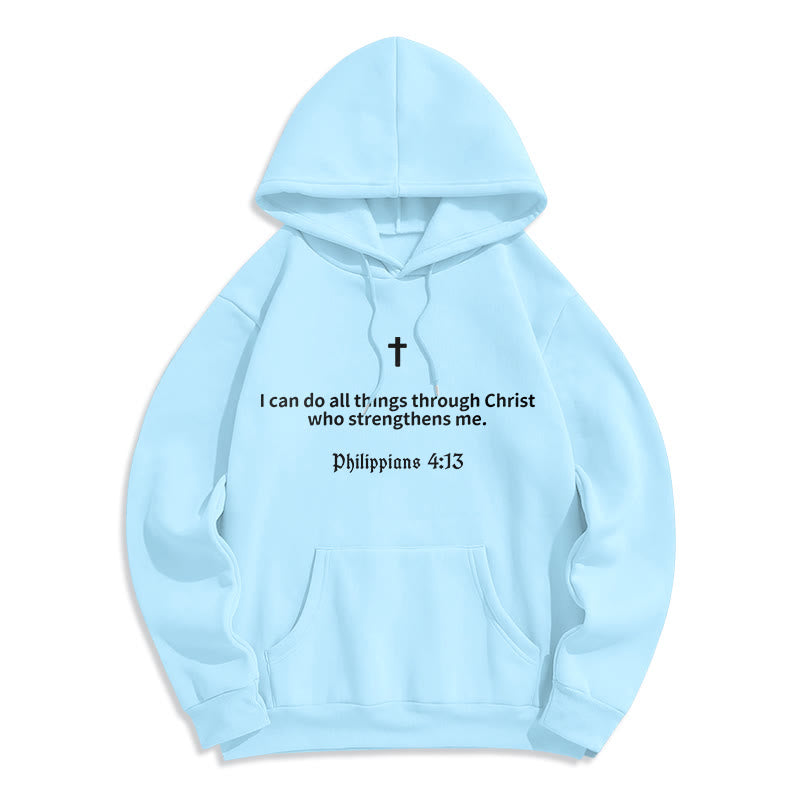 Christianartworkshop Philipper 4:13 Glaube Fleecegefütterter Polyester-Hoodie - Blau - 2XL - image 3