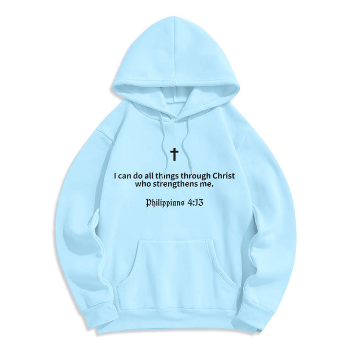 Christianartworkshop Philipper 4:13 Glaube Fleecegefütterter Polyester-Hoodie - Blau - 2XL - image 3