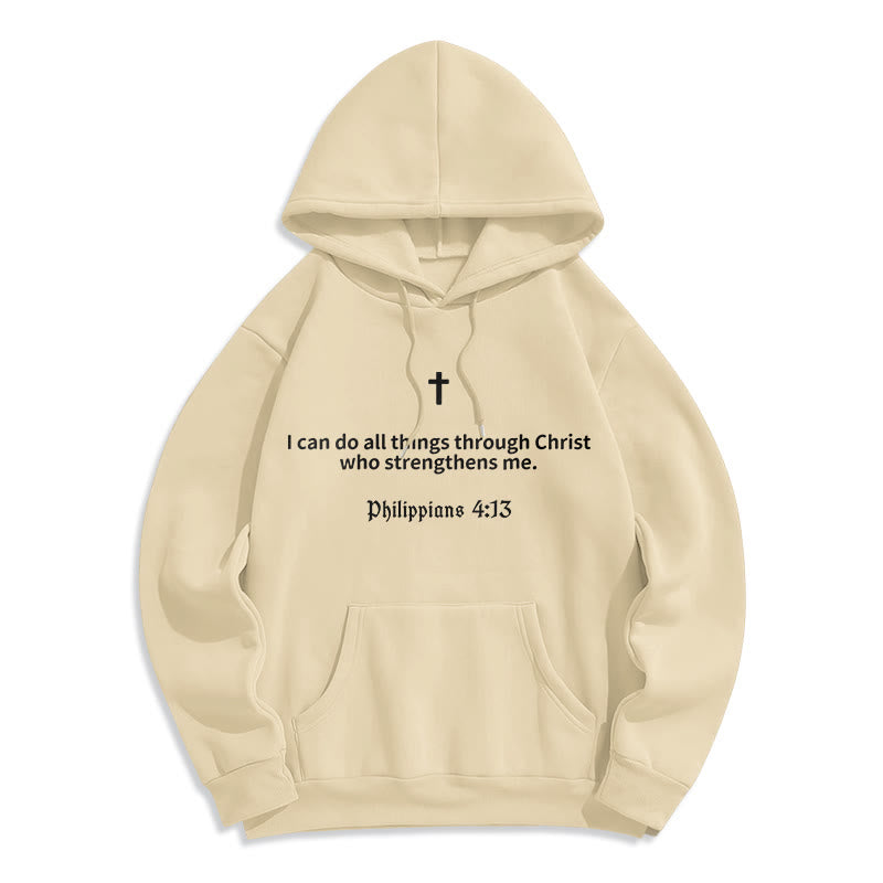 Christianartworkshop Philipper 4:13 Glaube Fleecegefütterter Polyester-Hoodie - Beige - 2XL - image 6